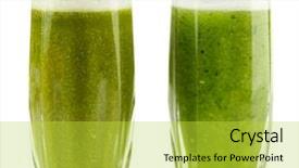  Presentation with fruit vegetable juice - PPT theme having glasses of green vegetable juice background and a yellow colored foreground