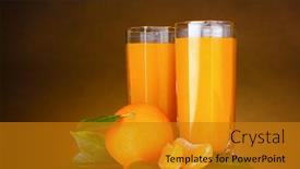  Presentation with healthy juice - PPT layouts consisting of mandarins on brown background background and a gold colored foreground