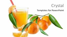  Presentation with healthy juice - Theme consisting of mandarins on brown background background and a white colored foreground