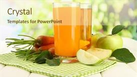  Presentation with green apples - Presentation having glasses of juice apples background and a cream colored foreground