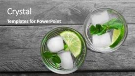  Presentation with soda - Colorful PPT layouts enhanced with glasses of lemon soda with ice on rustic wooden table backdrop and a gray colored foreground