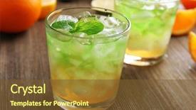  Presentation with orange lime - PPT theme enhanced with glasses of lime juice with orange on wooden table closeup background and a tawny brown colored foreground