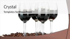  Presentation with liquor - Audience pleasing PPT theme consisting of glasses of liquor and coffee backdrop and a  colored foreground