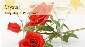  Presentation with white rose - Audience pleasing slides consisting of glasses of martini red rose backdrop and a cream colored foreground