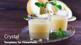  Presentation with melon - Cool new PPT theme with glasses-of-melon-cocktail backdrop and a tawny brown colored foreground