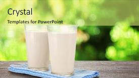  Presentation with milk - PPT theme consisting of glasses of milk on wooden background and a yellow colored foreground