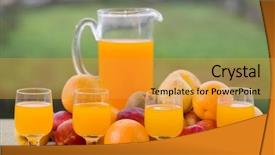  Presentation with fruit juice bottle - PPT layouts consisting of glasses-of-orange-juice background and a gold colored foreground