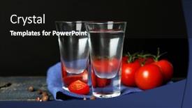  Presentation with glasses - Colorful presentation theme enhanced with glasses-of-ouzo-and-tomatoes backdrop and a black colored foreground