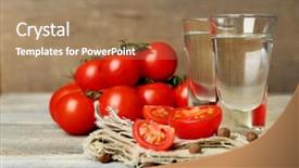  Presentation with glasses - Amazing PPT layouts having raki - glasses of ouzo and tomatoes backdrop and a coral colored foreground