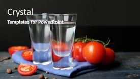 Presentation with glasses - Colorful presentation theme enhanced with glasses-of-ouzo-and-tomatoes backdrop and a dark gray colored foreground