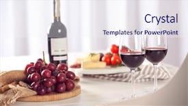  Presentation with red wine cheese - Amazing PPT layouts having glasses of red wine backdrop and a sky blue colored foreground