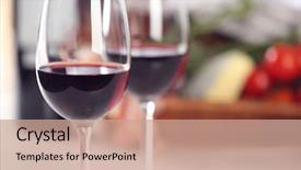  Presentation with food red - Cool new PPT theme with glasses of red wine backdrop and a coral colored foreground