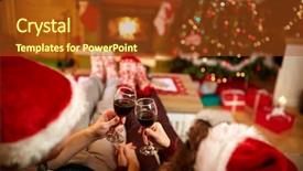  Presentation with toasting - PPT layouts consisting of glasses of red wine background and a tawny brown colored foreground