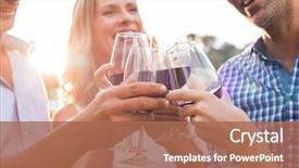  Presentation with toasting - Beautiful slide set featuring glasses of red wine backdrop and a coral colored foreground