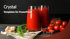  Presentation with tomato juice - Amazing PPT theme having glasses of tasty tomato juice backdrop and a dark gray colored foreground