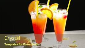  Presentation with tequila - Beautiful PPT layouts featuring glasses of tequila sunrise cocktail with orange slices on dark background backdrop and a tawny brown colored foreground