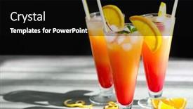  Presentation with tequila - PPT theme featuring glasses of tequila sunrise cocktail with citrus slices on table background and a black colored foreground