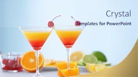  Presentation with tequila - Beautiful slide deck featuring glasses of tequila sunrise cocktail with citrus slices on wooden table backdrop and a sky blue colored foreground