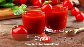  Presentation with tomato juice - PPT theme featuring glasses of tomato juice on wooden table closeup background and a red colored foreground