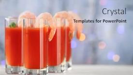  Presentation with sparkly - Presentation theme having glasses-of-tomato-sauce background and a light blue colored foreground