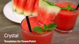  Presentation with juice - Beautiful theme featuring glasses of watermelon juice backdrop and a tawny brown colored foreground