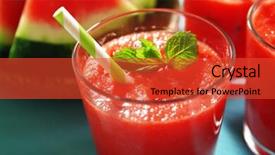  Presentation with juice - Amazing presentation theme having glasses of watermelon juice on wooden table closeup backdrop and a red colored foreground