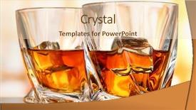  Presentation with glass of whiskey ice - PPT theme enhanced with glasses of whiskey on bright background and a lemonade colored foreground