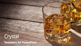  Presentation with whiskey - Slide set having glasses of whiskey with ice background and a  colored foreground