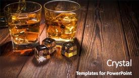  Presentation with whiskey - Slide set having glasses of whiskey with ice background and a tawny brown colored foreground