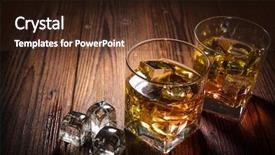  Presentation with glass of whiskey ice - Presentation design enhanced with glasses of whiskey with ice background and a wine colored foreground