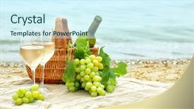  Presentation with bottle - Slides featuring glasses-of-wine-and-basket background and a  colored foreground