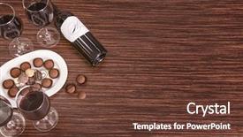  Presentation with chocolate wine - Cool new slide deck with glasses of wine and chocolates backdrop and a tawny brown colored foreground