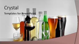 Presentation with spirit - Colorful slide set enhanced with glasses of wine and spirits backdrop and a light gray colored foreground
