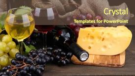  Presentation with wine cheese - PPT theme enhanced with glasses of wine cheese background and a tawny brown colored foreground