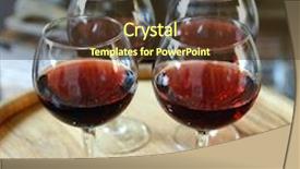  Presentation with barrels - Theme consisting of glasses of wine in cellar with old barrels background and a tawny brown colored foreground