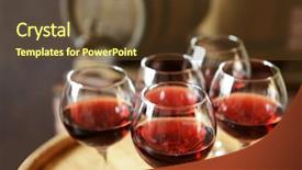  Presentation with barrels - Slides enhanced with glasses of wine in cellar with old barrels background and a tawny brown colored foreground