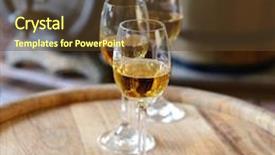 Presentation with barrels - Amazing PPT theme having glasses of wine in cellar with old barrels backdrop and a tawny brown colored foreground