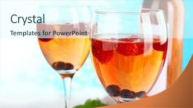  Presentation with glasses blurry eye chart - Amazing presentation theme having glasses of wine with berries backdrop and a cool aqua colored foreground