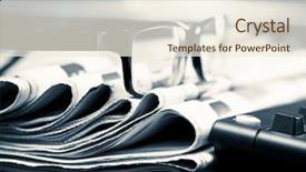  Presentation with focus - Cool new presentation theme with glasses on stack of newspapers backdrop and a cream colored foreground