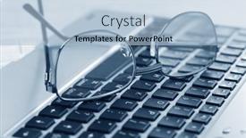  Presentation with keyboard - Presentation theme consisting of glasses-on-the-laptop-keyboard background and a light blue colored foreground