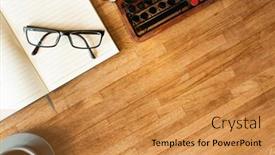  Presentation with business plan - Colorful slides enhanced with glasses-on-the-notebook backdrop and a gold colored foreground