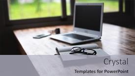 Presentation with business plan - Presentation theme featuring glasses-on-the-notebook background and a light gray colored foreground