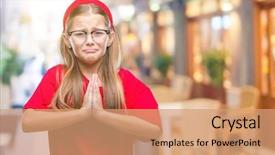  Presentation with praying hands - Audience pleasing theme consisting of glasses over isolated background begging backdrop and a  colored foreground