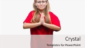  Presentation with praying hands - PPT layouts featuring glasses over isolated background begging background and a  colored foreground