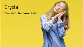  Presentation with closed - Presentation consisting of glasses over isolated background sleeping background and a yellow colored foreground