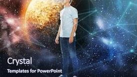  Presentation with augmented reality - Audience pleasing PPT theme consisting of glasses over planet and space backdrop and a navy blue colored foreground