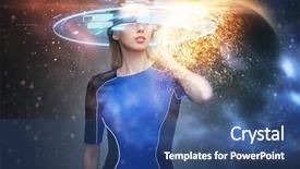  Presentation with futuristic glasses - Slide deck featuring glasses over planet or galaxy background and a ocean colored foreground