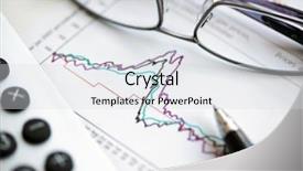  Presentation with shares - Presentation theme with glasses pen and calculator background and a sky blue colored foreground