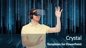  Presentation with virtual reality medical - PPT theme featuring glasses playing game over binary background and a  colored foreground