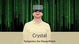  Presentation with virtual reality physical therapy - Cool new PPT theme with glasses playing game over binary backdrop and a  colored foreground